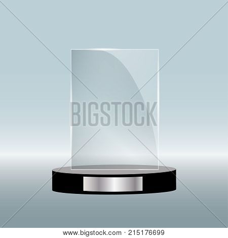 Empty Glass Award Isolated, Transparent Trophy Template. Vector Element, Eps10. Vector