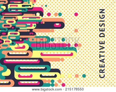 Vector template design of abstract cover in retro style from multi-colored geometric shapes for the design of booklet, catalog, brochure, flyer, magazine, poster, postcard, presentation, banner.