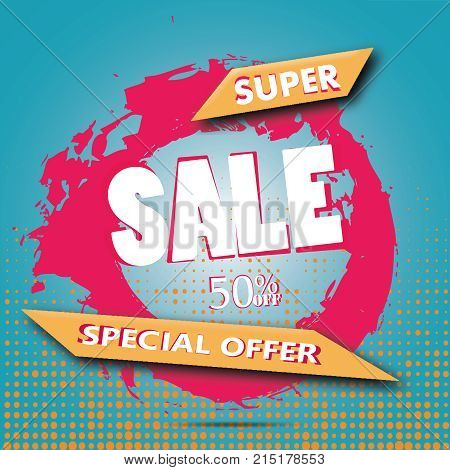 Super Sale Arrow Banner. Big Sale, Clearance. 50off. Vector Illustration Eps 10 Vector