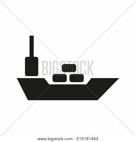 Simple icon of container ship. Freight, cargo ship, barge. Shipment concept. Can be used for topics like transportation, cargo shipping, logistics
