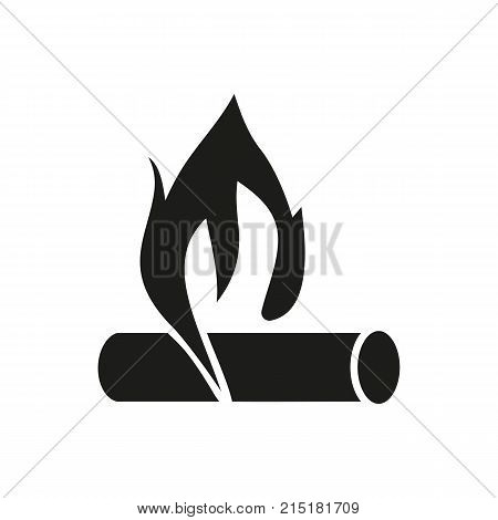 Simple icon of log on fire. Campfire, bonfire, conflagration. Tourism concept. Can be used for topics like travel, fire safety, disaster