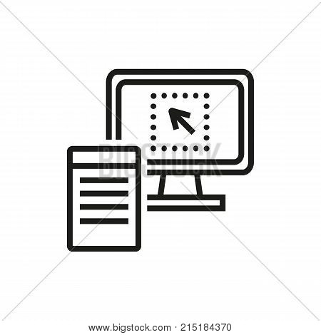Arrow cursor on screen and list paper. Programming, software, informatics. Modern technology concept. Can be used for topics like education, computer science, digital devices.