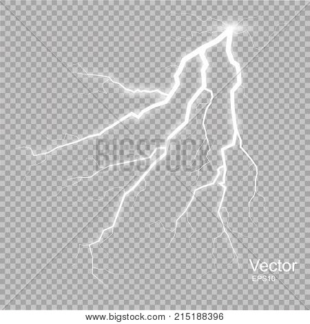 Storm With Lightning Isolated On Transparent Background. Vector