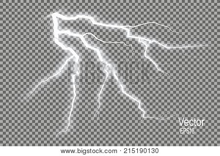 Storm With Lightning Isolated On Transparent Background. Vector