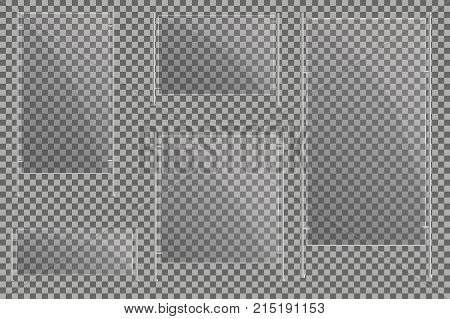 Glass Plates Are Installed. Vector Glass Banners On A Transparent Background. Glass. Glass Paintings