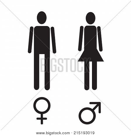 man and woman figure with sex sign simple black vector pictogram