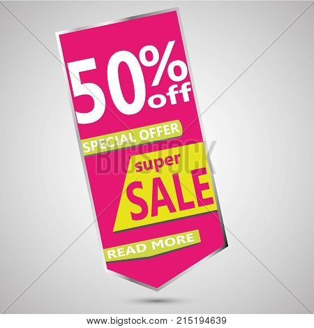 Super Sale Arrow Banner. Big Sale, Clearance. 50off. Vector Illustration Eps 10 Vector