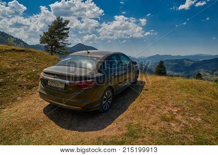 KHULO, GEORGIA - 08 August 2017: Challenging mountain unpaved road between Akhaltsikhe-Batumi near Khulo village of Georgian Adjara region