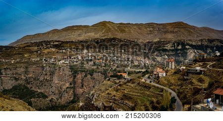 Panorama of a Christian Labanese city in the highlands