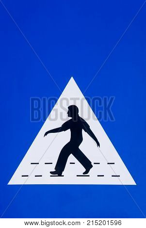 Omani pedestrian crossing sign photo close up isolated - Muscat, Sultanat of Oman