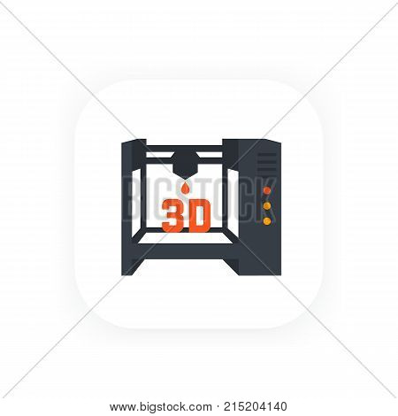 3d printer icon, flat style, eps 10 file, easy to edit