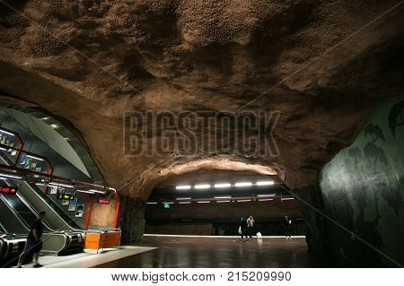 Stockholm, Sweden - 22Nd Of May, 2014. Stockholm Subway, Sweden, Interior Of Radhuset Station