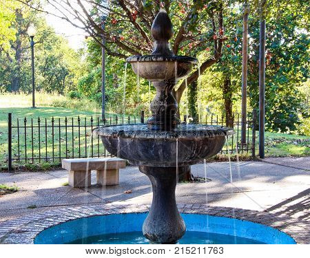 Outdoor Fountain in a Park in Clarksdale, Mississippi, the home of the Delta Blues.