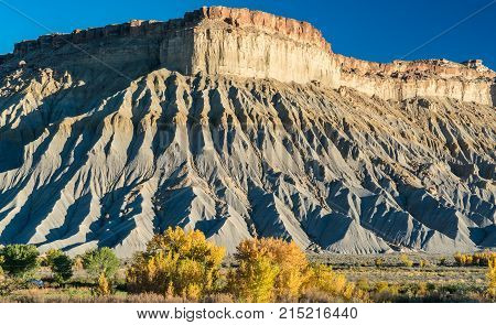 Geological formations in the Cainville Balands near Capitol Reef National Park Utah