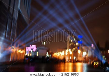 Texture Blur Scene Multicolored Lights And Smoke In Concert With Silhouettes Of Peoplebackground For