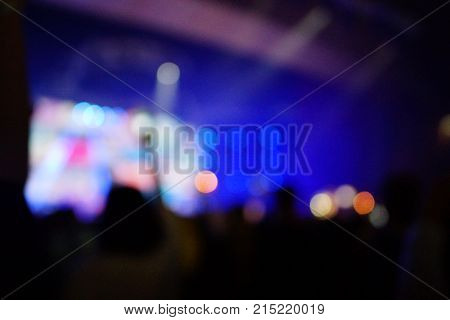Texture Blur Scene Multicolored Lights And Smoke In Concert With Silhouettes Of Peoplebackground For