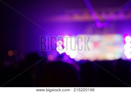 Texture Blur Scene Multicolored Lights And Smoke In Concert With Silhouettes Of Peoplebackground For