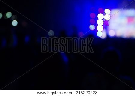 Texture Blur Scene Multicolored Lights And Smoke In Concert With Silhouettes Of Peoplebackground For