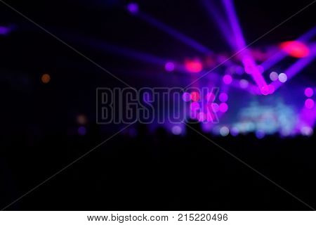 Texture Blur Scene Multicolored Lights And Smoke In Concert With Silhouettes Of Peoplebackground For