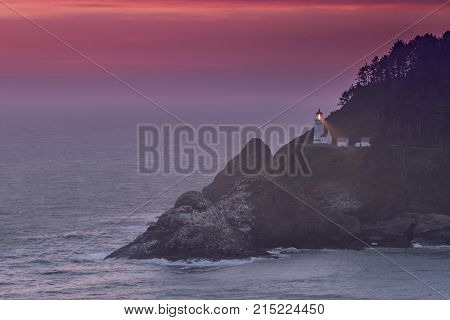 Beam And Purple Sky At Heceta