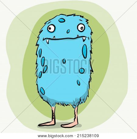 A blue monster with blue spots and a green background tone