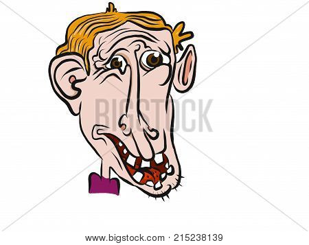 A goofy mans face with blonde hair