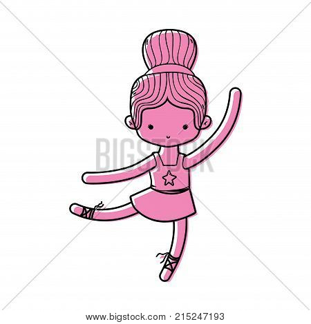 color ballerina pactice dancer with hair bun vector illustration