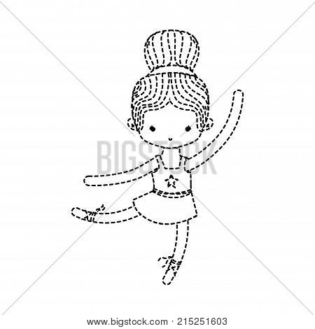 dotted shape ballerina pactice dancer with hair bun vector illustration