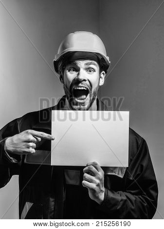 Excited Man Keeps Blank Paper