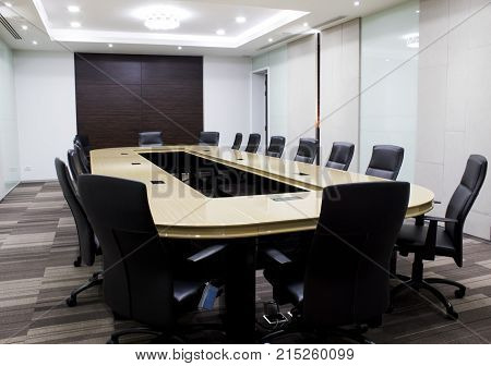 Modern meeting room with table and chairs. concept conventon room. (conference room)