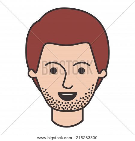 male face with short hair and stubble beard in colorful silhouette vector illustration