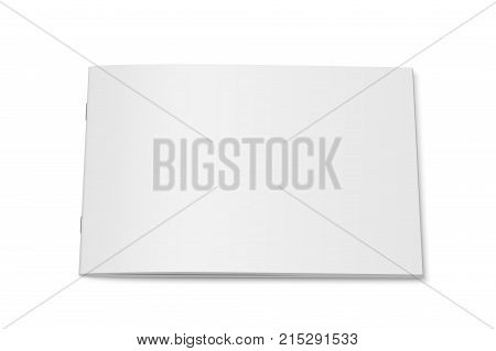 Vector white mock up of magazine isolated. Closed horizontal magazine, booklet, brochure, copybook or notebook template on white background. 3d illustration.
