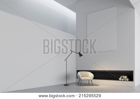 Minimalistic Gray Living Room Corner, Poster