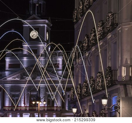 Christmas Lights In The Street Preciados Of The City Of Madrid In The Year 2017