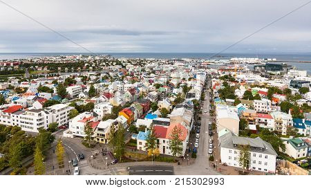 Aerial View Of Skolavordustigur In Reykjavik