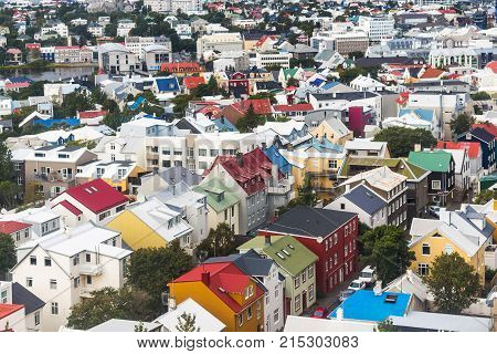 Above View Of Residential Houses In Reykjavik