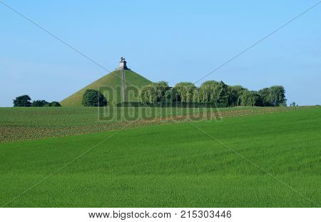 Braine-l'Alleud, Belgium - June 9, 2017: Battle of Waterloo monument La Butte du Lion.