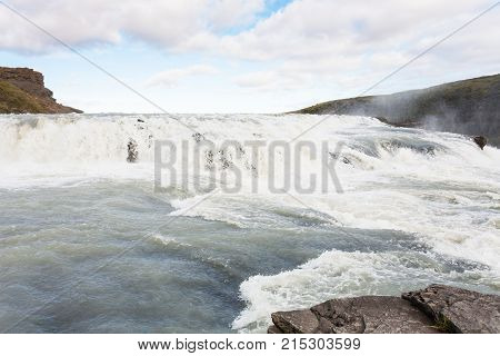 Rapids Of Gullfoss Waterfall In Canyon Of Olfusa