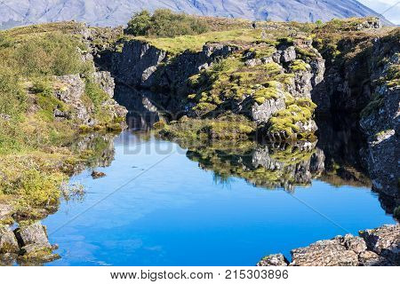 View Of Silfra Fissure In Valley Of Thingvellir
