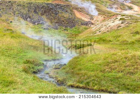 Hot Spring In Hveragerdi Hot Spring River Trail