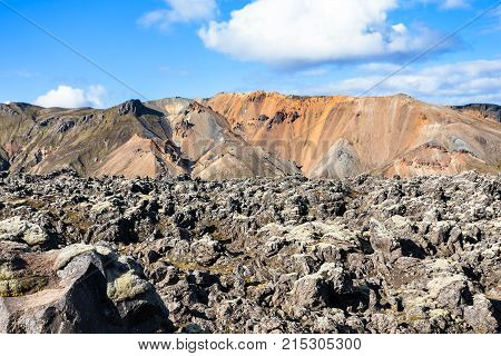 Volcanic Boulder On Laugahraun Field In Iceland