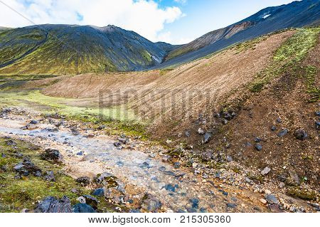 Water Stream In Graenagil Canyon In Iceland