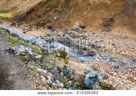 Water Flow In Graenagil Canyon In Iceland