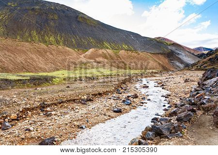 Riverbed In Graenagil Canyon In Iceland