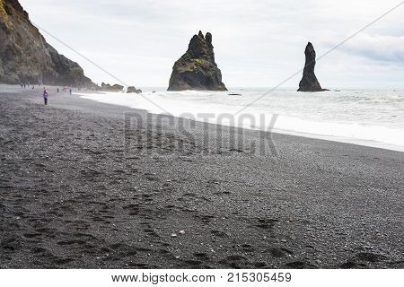 Reynisfjara Beach With Reynisdrangar Stacks
