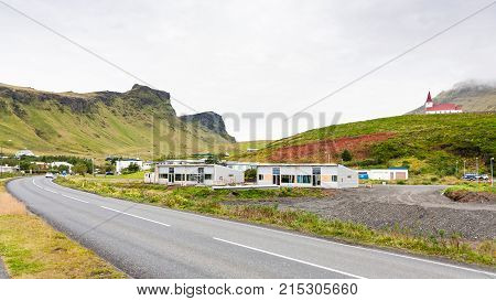 Thjodvegur Road In Vik Village In Iceland