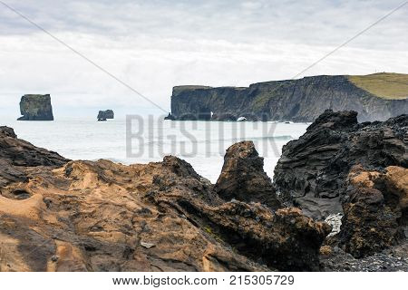 Atlantic Ocean Rocky Coast And View Of Dyrholaey