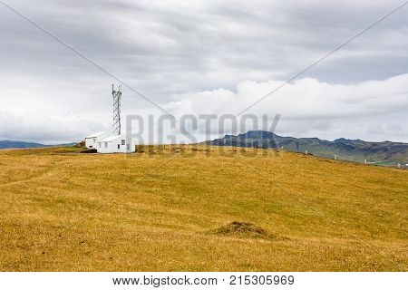 Antenna Station On Dyrholaey Peninsula In Iceland