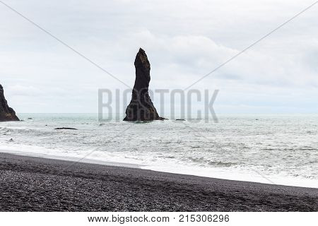 Reynisdrangar Basalt Stack At Reynisfjara