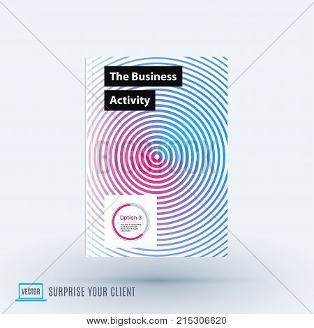 Design of business vector template, brochure, abstract annual report, cover modern layout, flyer in A4 with olourful round circle blend effect, abstract lines for finance, teamwork with background.